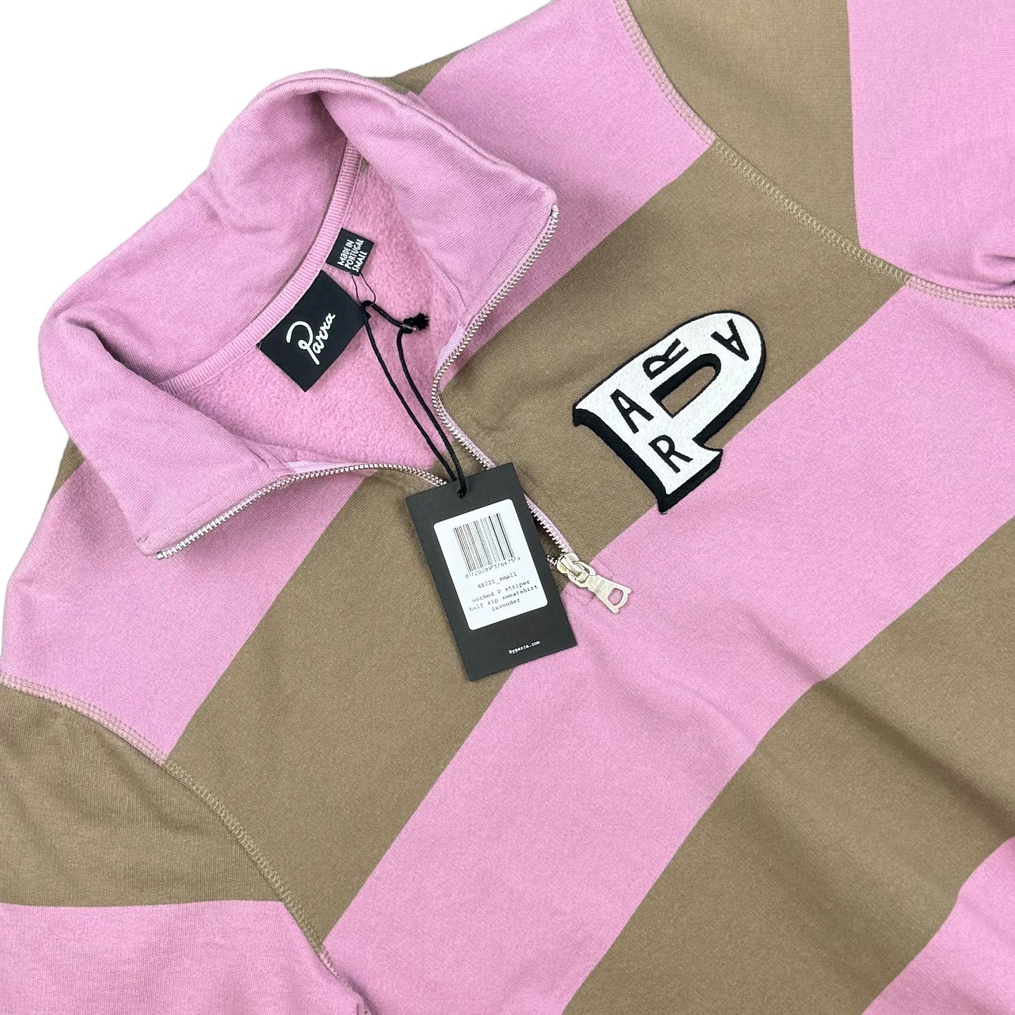 byParra ‘Worked P striped 1/2 zip’